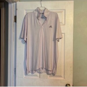 Adidas White and Pink Polo Shirt Soft Cotton Blend